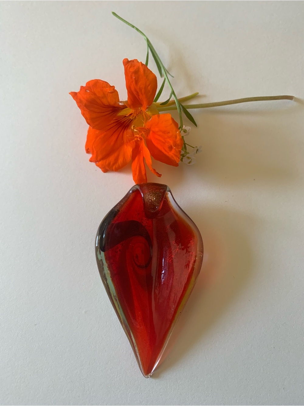 Red Art Glass Pendant Accent - Unbranded